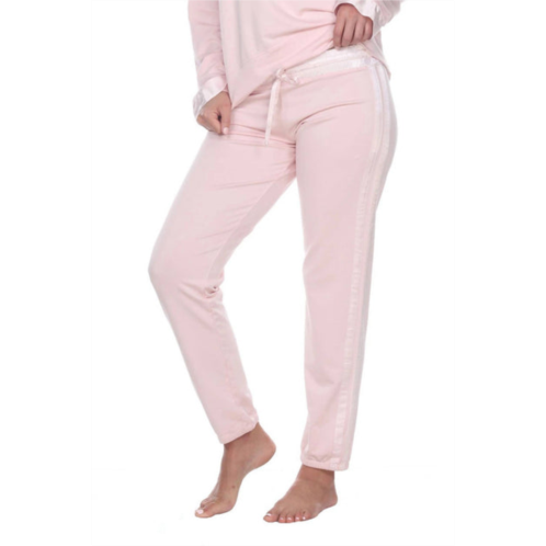 PJ Harlow blythe french terry sweat pant with satin waistband and trim in blush