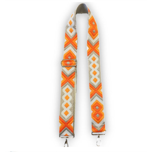 AHDORNED aztec guitar strap in cream/orange