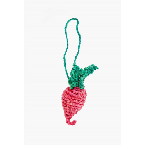 Clare V. womens raffia crochet fob in raddish
