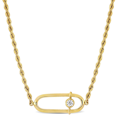 Mimi & Max cubic zirconia oval charm rope chain necklace in 10k yellow gold - 18 in
