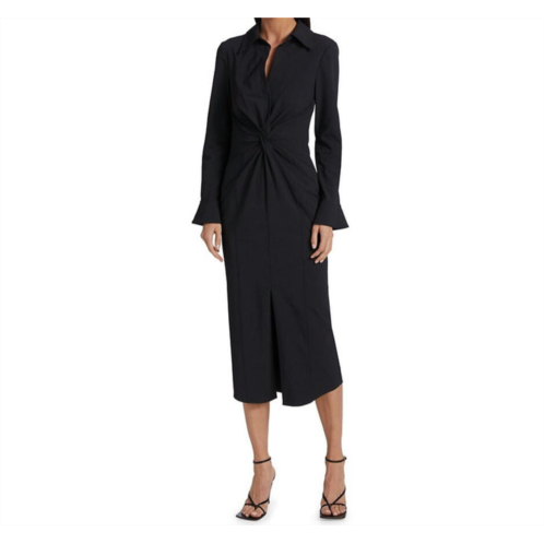 Cinq a sept mckenna long sleeves collared midi dress in black