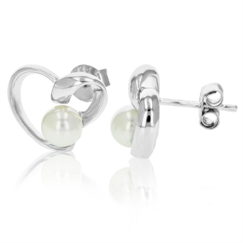 Vir Jewels sterling silver heart earrings (5 mm glass pearl)