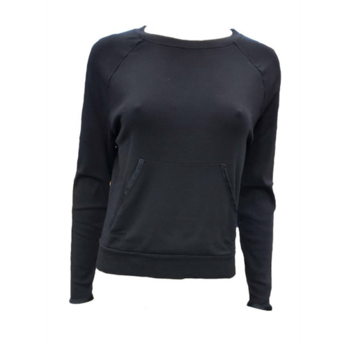 PJ Harlow becca long sleeve semi crop sweatshirt in black