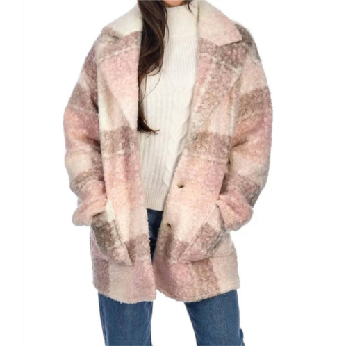 RD Style callie boucle plaid patch pocket jacket in pink