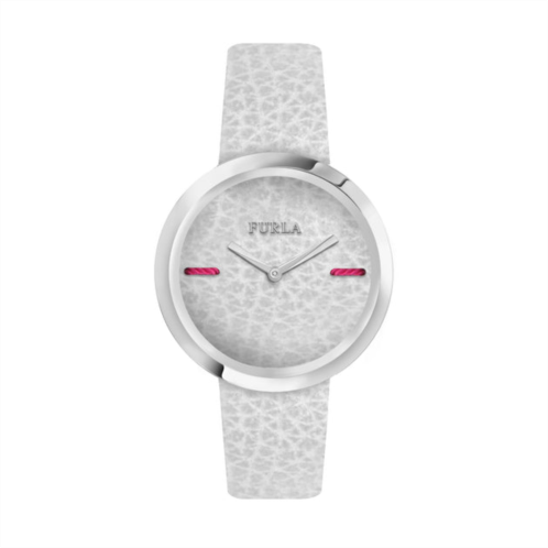 Furla womens my piper white dial ss calfskin leather watch