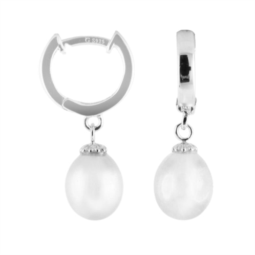 Splendid Pearls dangling huggie 8-8.5mm freshwater pearl earrings