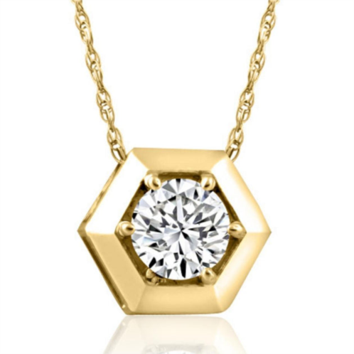 Pompeii3 14k yellow gold 1/2ct lab grown diamond solitaire geometric pendant necklace