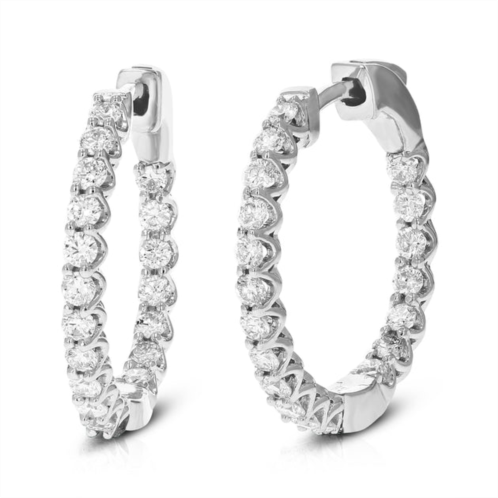 Vir Jewels 1 cttw round cut lab grown diamond prong set hoop earrings in .925 sterling silver 2/3 inch