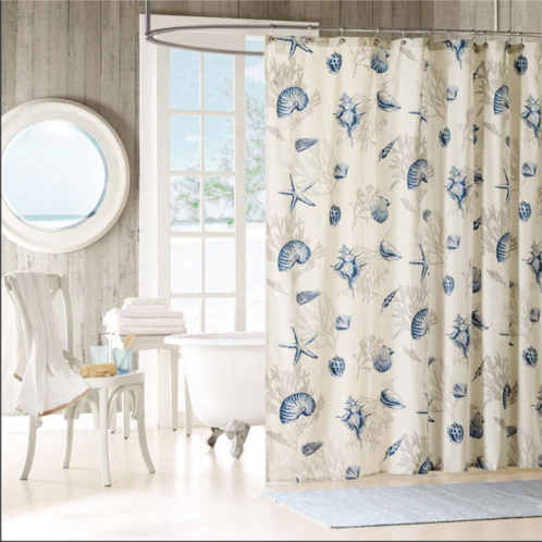 Home Outfitters blue 100% cotton sateen printed shower curtain 72x72, shower curtain for bathrooms, coastal