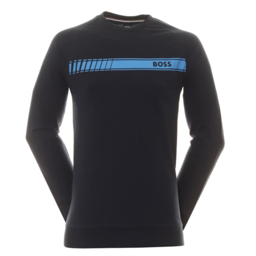 Hugo Boss authentic logo pullover cotton sweatshirt dark navy blue