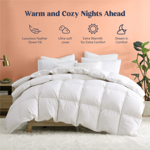 Puredown peace nest heavy weight white goose fiber winter comforter with 100% cotton shell