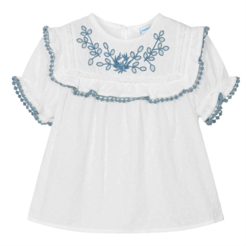 Mayoral white plumeti embroidered blouse
