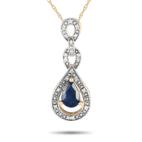 Non Branded lb exclusive 14k yellow gold 0.08ct diamond and sapphire necklace pd4-16318ysa