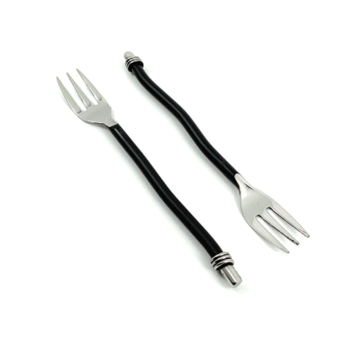 Vibhsa cocktail forks set of 6 (black twisted handle)