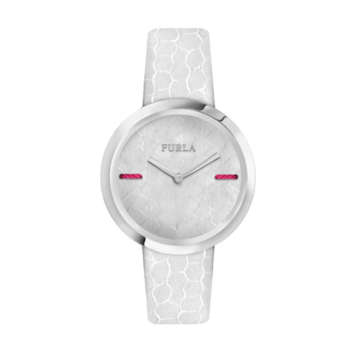 Furla womens my piper white dial ss calfskin leather watch