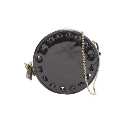 Valentino valentin rockstud black patent leather studded gold chain circle crossbody bag
