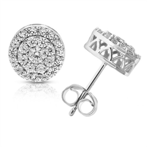 Vir Jewels 1 cttw round diamond stud earrings in .925 sterling silver with rhodium