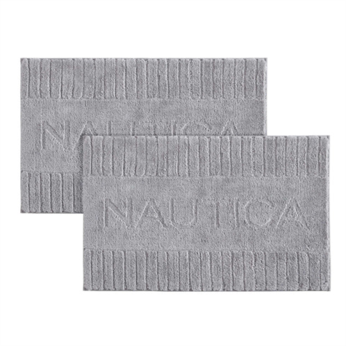 Nautica logo grey bath rug set