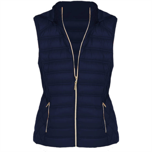 Michael Kors down fill full zip removable hood puffer vest in navy blue