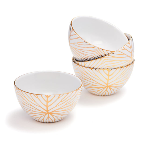 ANNA New York talianna lilypad dessert bowls s/4, white w/gold