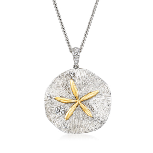 Ross-Simons diamond sand dollar necklace in sterling silver and 14kt yellow gold