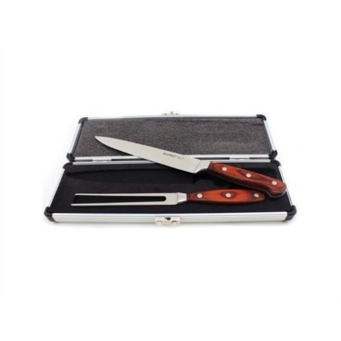 BergHOFF pakka wood 3pc stainless steel carving set with case