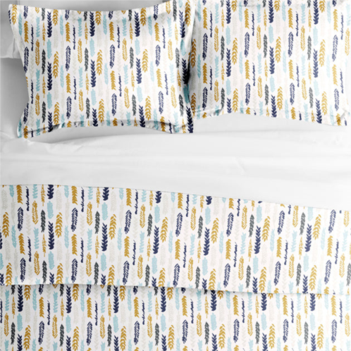 Ienjoy Home feathers navy pattern duvet cover set ultra soft microfiber bedding