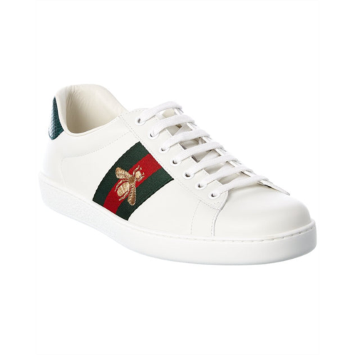 Gucci ace embroidered bee leather sneaker