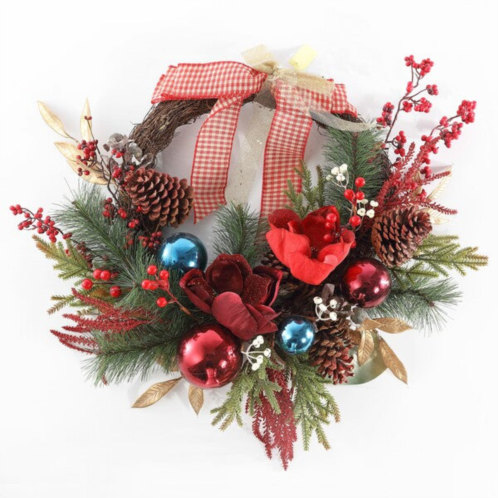 Safavieh faux 28 inch magnolia oval wreath w/ ornaments & bow