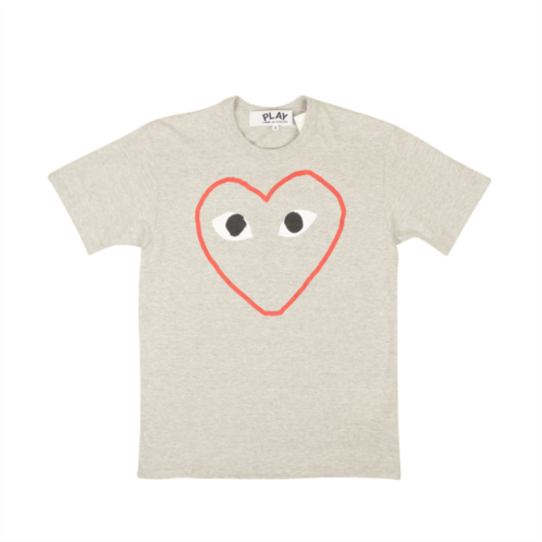Comme Des Garcons play heather grey red heart logo t-shirt