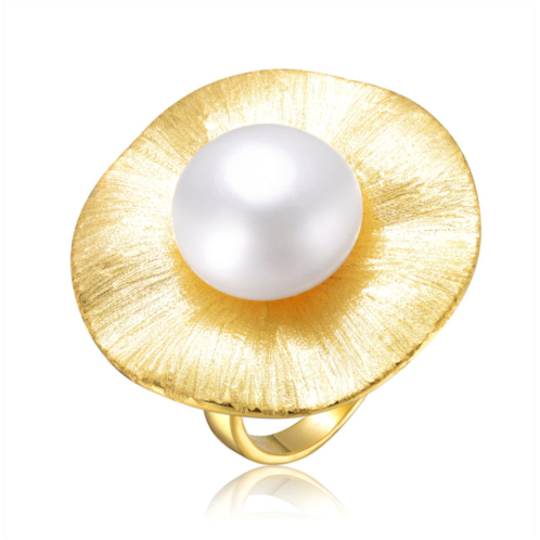 Genevive sterling silver gold plated with freshwater pearl floral ring