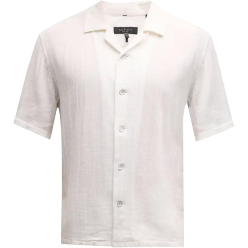 Rag & bone mens avery gauze shirt, white short sleeve