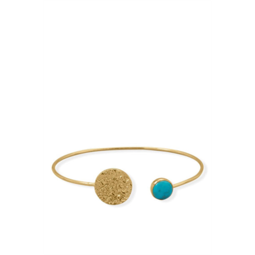 Liv Oliver 18k gold turquoise disc cuff bangle