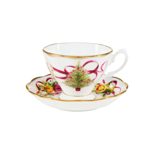 ROYAL ALBERT old country roses christmas tree teacup & saucer set 2 piece