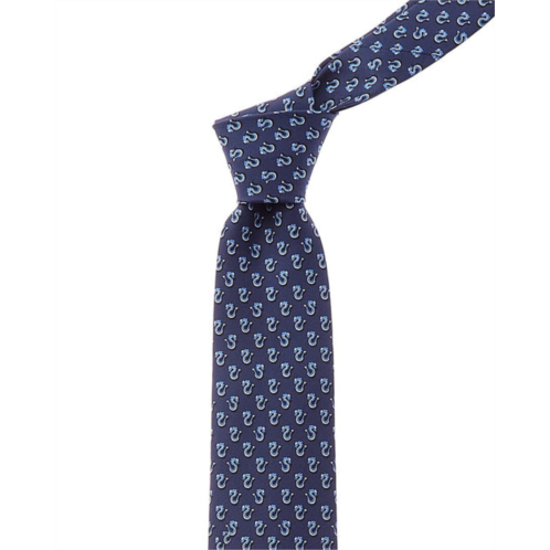 Salvatore Ferragamo ferragamo blue dragon silk tie