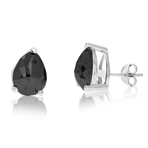 Vir Jewels 7 cttw pear shape black diamond stud earrings .925 sterling silver prong set