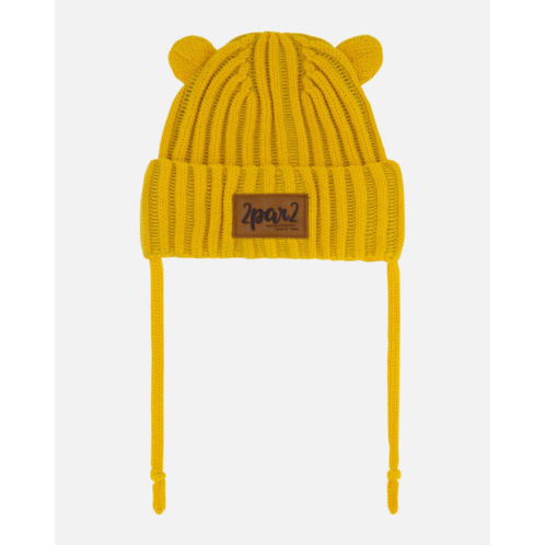 Deux par Deux baby knit hat with ears yellow