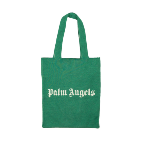 Palm Angels green pa knit wool blend shopper tote bag