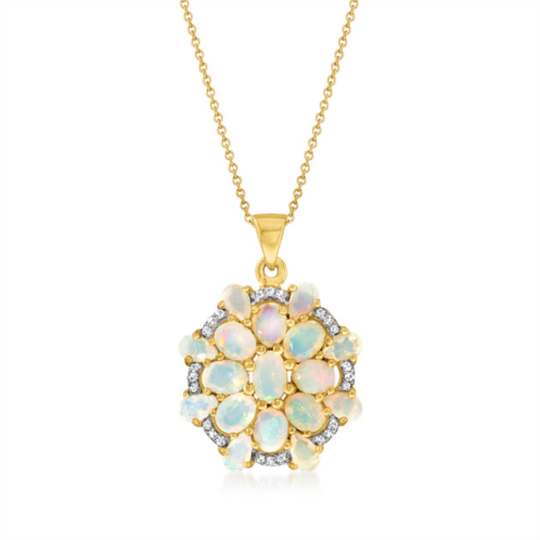 Ross-Simons opal and . white topaz fancy cluster pendant necklace in 18kt gold over sterling