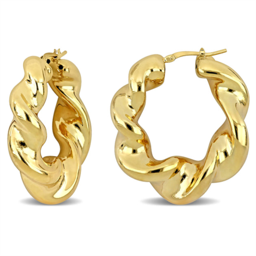 Mimi & Max 39.5 mm twisted hoop earrings in yellow plated sterling silver