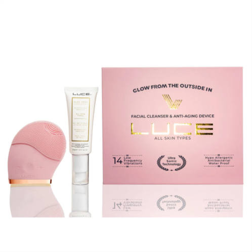 LUCE facial cleansing brush & aloe vera gel face wash - pink