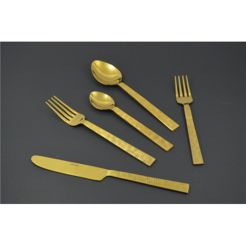 Vibhsa rustic golden stainless steel flatware set of 20 pc