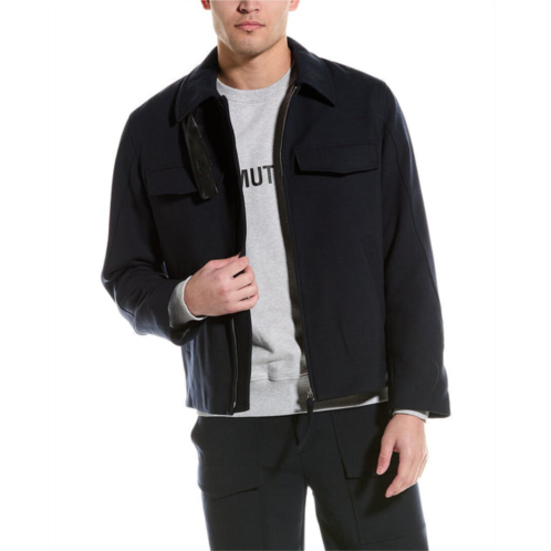 Helmut Lang rounded leather-trim wool-blend bomber jacket