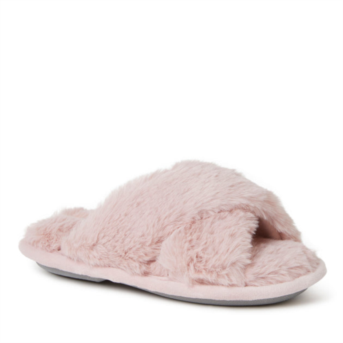 Dearfoams kids jess furry crossband slide slippers