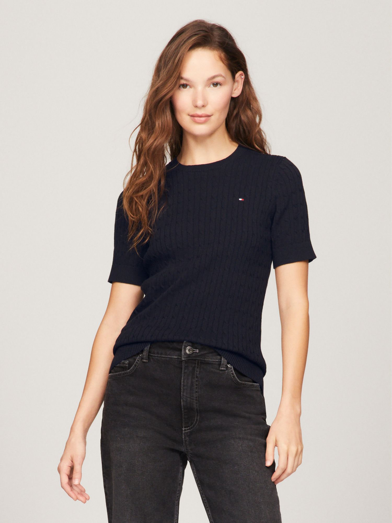 TOMMY HILFIGER Short-Sleeve Cable Knit Sweater