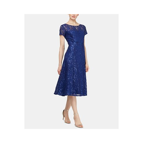 SL Fashions Sequined Lace Midi Dress