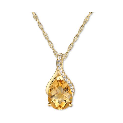 Macys Amethyst (1-1/2 ct. t.w.) & Diamond (1/20 ct. t.w.) 18 Pendant Necklace in 14k Rose Gold (Also available in Citrine Garnet & Blue Topaz)