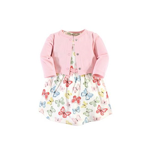 Touched by Nature Baby Girls Baby Cotton Dress and Cardigan 2pc Set Butterflies