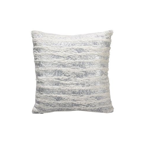 Saro Lifestyle Brushed Metallic Foil Printed Faux Fur Decorative Pillow 15 x 15