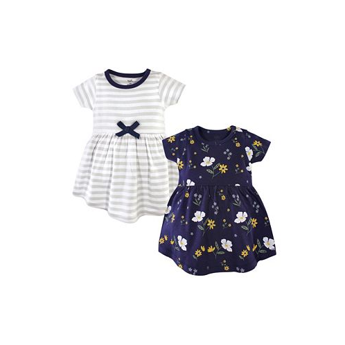Hudson Baby Baby Girls Cotton Short-Sleeve Dresses 2pk Night Blooms